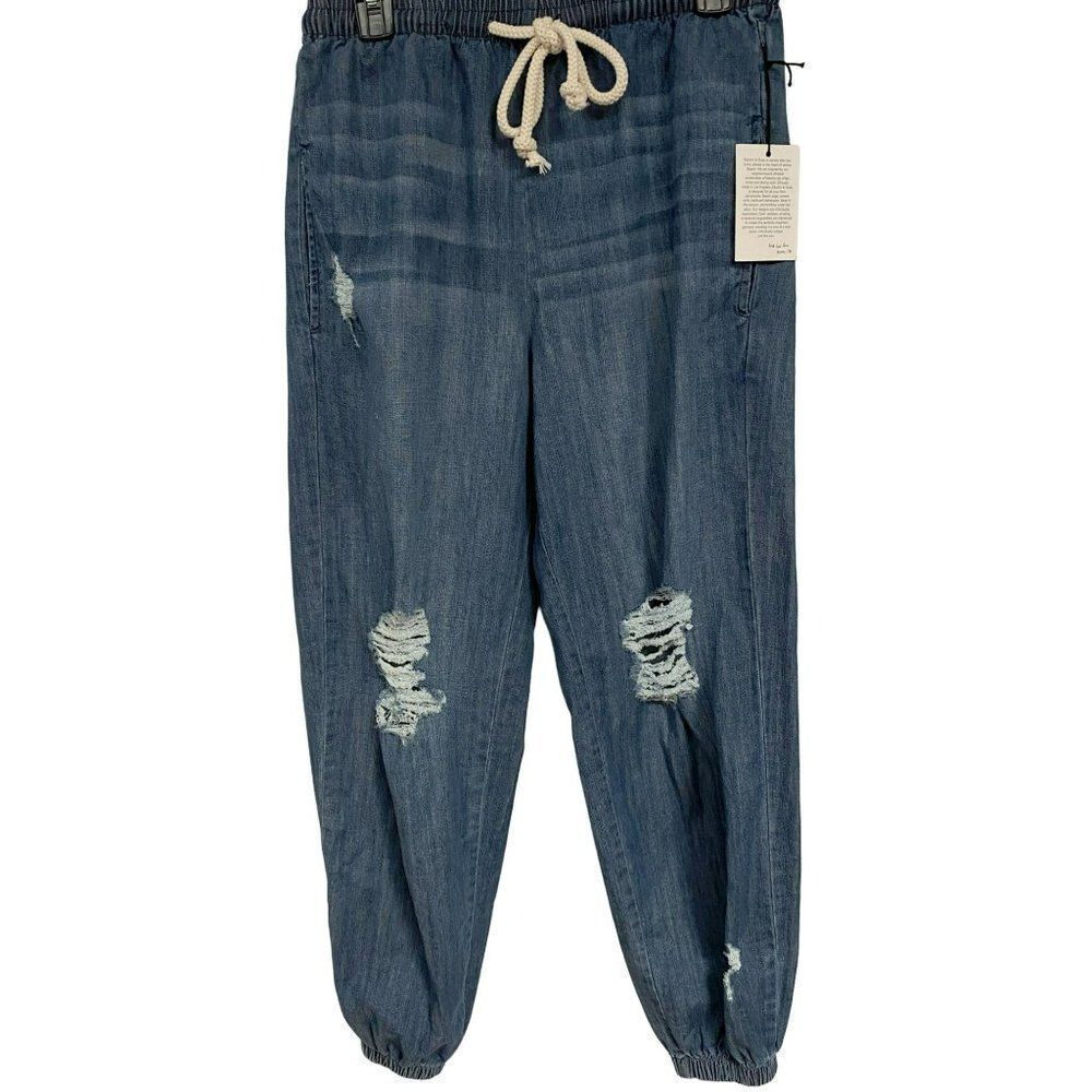 Electric & Rose Clifton High Rise Pants Jeans Denim Joggers Sz S Drawstring NEW